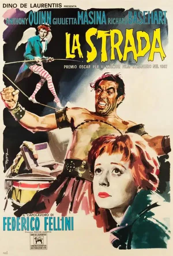 Illustration des concepts de Carl Gustav Jung appliqués au film La Strada de Federico Fellini, montrant les archétypes de l’Ombre et de l’Anima à travers Zampano et Gelsomina